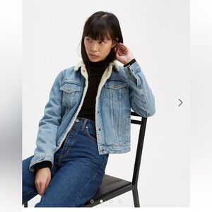 Levi's Light Blue Denim sherpa Trucker Jacket with Collar